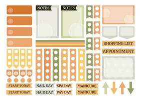 otoño vistoso semanal planificador pegatinas conjunto con calabaza silueta para agenda, computadora portátil, diario. a5 formato. vector