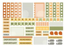 otoño vistoso semanal planificador pegatinas conjunto con calabaza silueta para agenda, computadora portátil, diario. a5 formato. vector