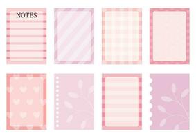 Pink weekly planner stickers set for agenda, notebook, diary. vector