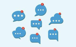 Free vector simple flat minimalist incoming new chat box messages  icon with notification.