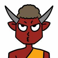 cartoon doodle demon icon on white background photo