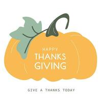 Happy Thanksgiving card. Flat illustration pumpkin on white background vector