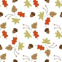 Seamless pattern with autumn leaves, acorns vector