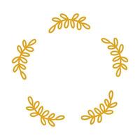 Round yellow frame with botanical branches. Vector