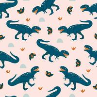 Seamless pattern Tyrannosaurus rex dinosaur. Vector hand drawn