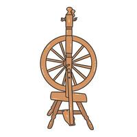 Old Russian spinning wheel. Vector hand drawn doodle