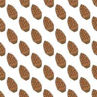 Seamless pattern with brown pine cones. Vector hand drawn