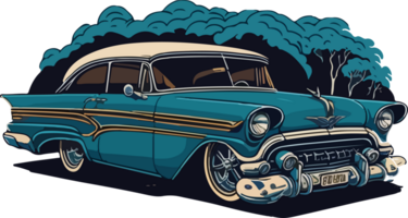 Old Car Cartoon with AI Generative png