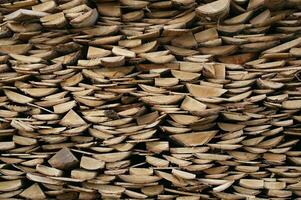 Structure of stacked wood boards. photo