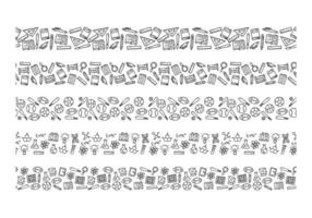 Back to school doodle border decoration seamless pattern of hand drawn background horizontal border with school supplies and creative element object education vector