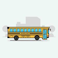 Classic Cartoon School Bus Flat Vector Illustration