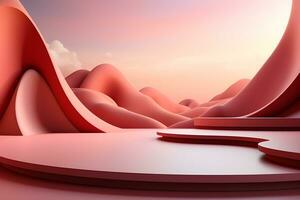 3D realistic podium for product shooting with a lot of space to put a product with Abstract scene concept AI Generative Illustration. photo