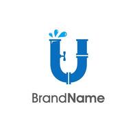 Modern Initial U Pipe And Water Logo vector