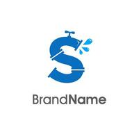 Modern Initial S Pipe and Water logo vector
