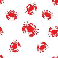 Seamless pattern with red crab on a white background. Vector illustration