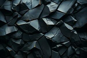 3d render, abstract background, black cracked wall, broken glass AI Generative Illustration. photo