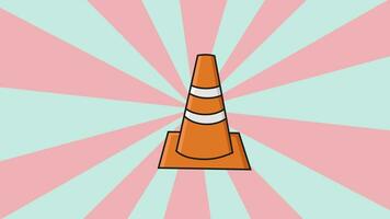 animated video of traffic cones with a rotating background