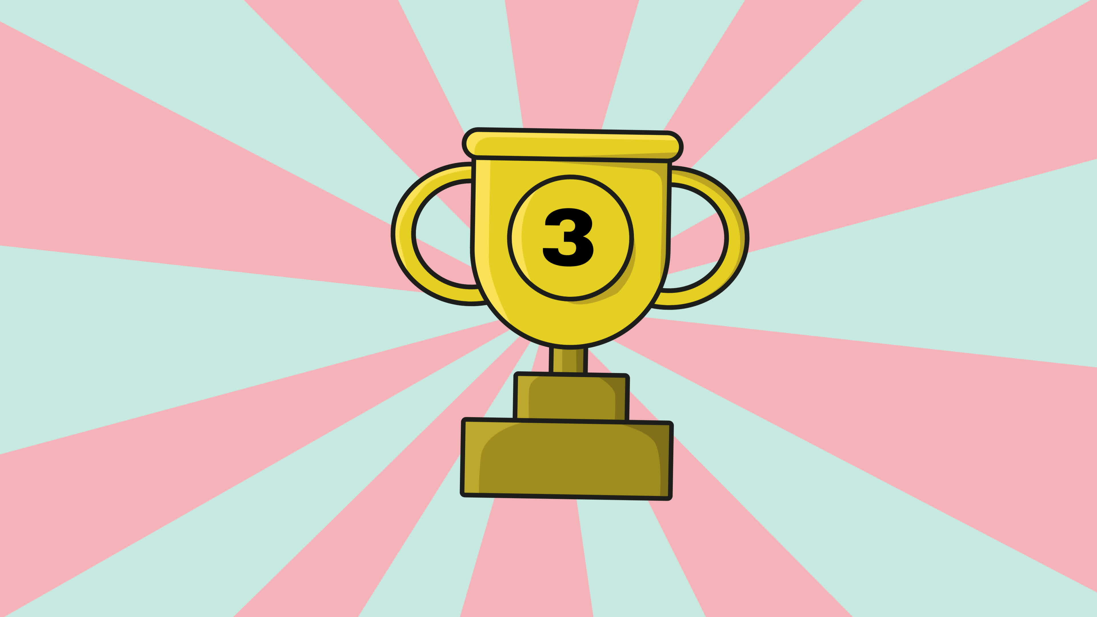 animated video of the 3rd place trophy with a rotating background