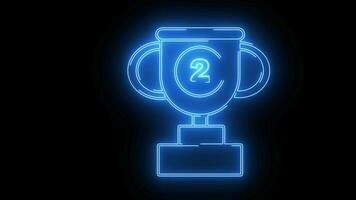 animado vídeo do a 2º Lugar, colocar troféu com uma néon sabre efeito video