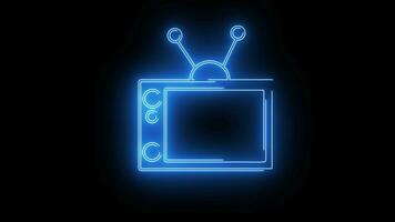 An animated video in the form of a television with a neon saber effect