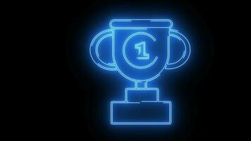 animated video of the 1st place trophy with a neon saber effect