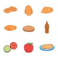 Set of different types of food on white background. vector