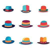 gratis vector conjunto de varios estilo de Moda masculino sombrero en dibujos animados estilo