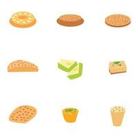 Set of different types of food on white background. vector