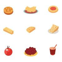 Set of different types of food on white background. vector