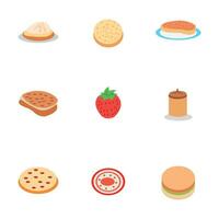 Set of different types of food on white background. vector