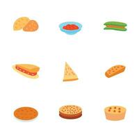 Set of different types of food on white background. vector