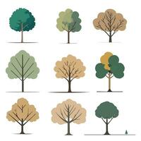 vector set of variety plants and trees