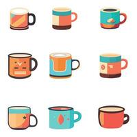 Free vector coffee cup set of eight