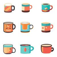 gratis vector café taza conjunto de ocho