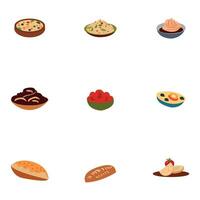 Set of different types of food on white background. vector