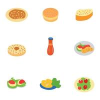 Set of different types of food on white background. vector