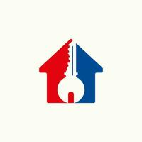 Logo design graphic concept creative abstract premium vector sign stock simple home with center key in negative space. Related to house lock the door