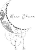 Moon Charm Line Art Logo vector