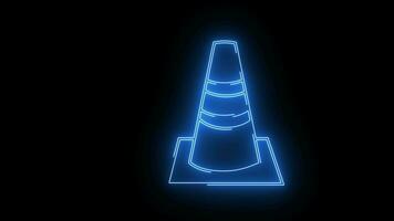 An animated video of a traffic cone shape with a neon saber effect