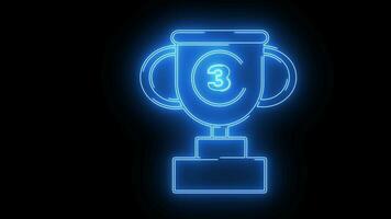 animato video di il 3 ° posto trofeo con un' neon sciabola effetto