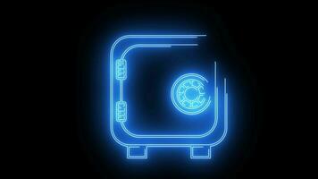 animated video of a safe box shape with a neon saber effect