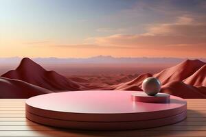 3D realistic podium for product shooting with a lot of space to put a product with Abstract scene concept AI Generative Illustration. photo