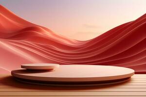 3D realistic podium for product shooting with a lot of space to put a product with Abstract scene concept AI Generative Illustration. photo