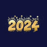 Gold Gradient 2024 Typography Design Template, 2024 Happy New Year Design vector