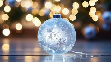 AI Generative Christmas bauble on bokeh background. Christmas and New Year concept photo