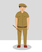 Indian Hawaldar front view cartoon character design vector