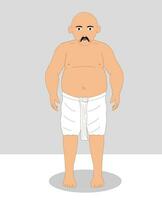 Indian bodybuilder man front view cartoon character design vector