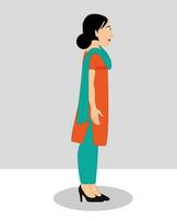 Indian girl side view cartoon character design vector