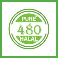 design with halal leaf  design 480 vector