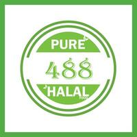 design with halal leaf  design 488 vector